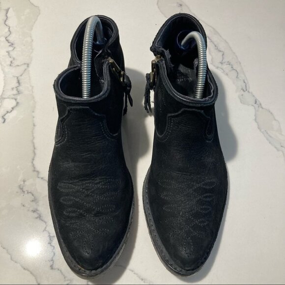 ANINE BING Sz 37 Western Style Suede  Stitches Toe Cap Booties - Picture 2 of 15